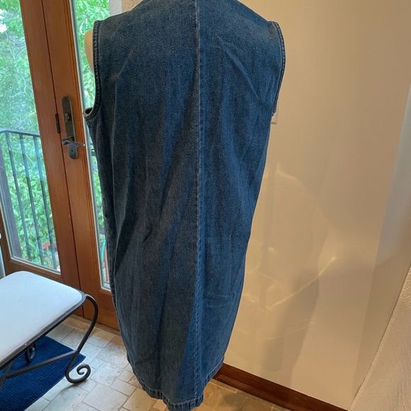 Sleeveless Denim Button Down Cargo Utility Dress Medium As IS no belt - Picture 5 of 6